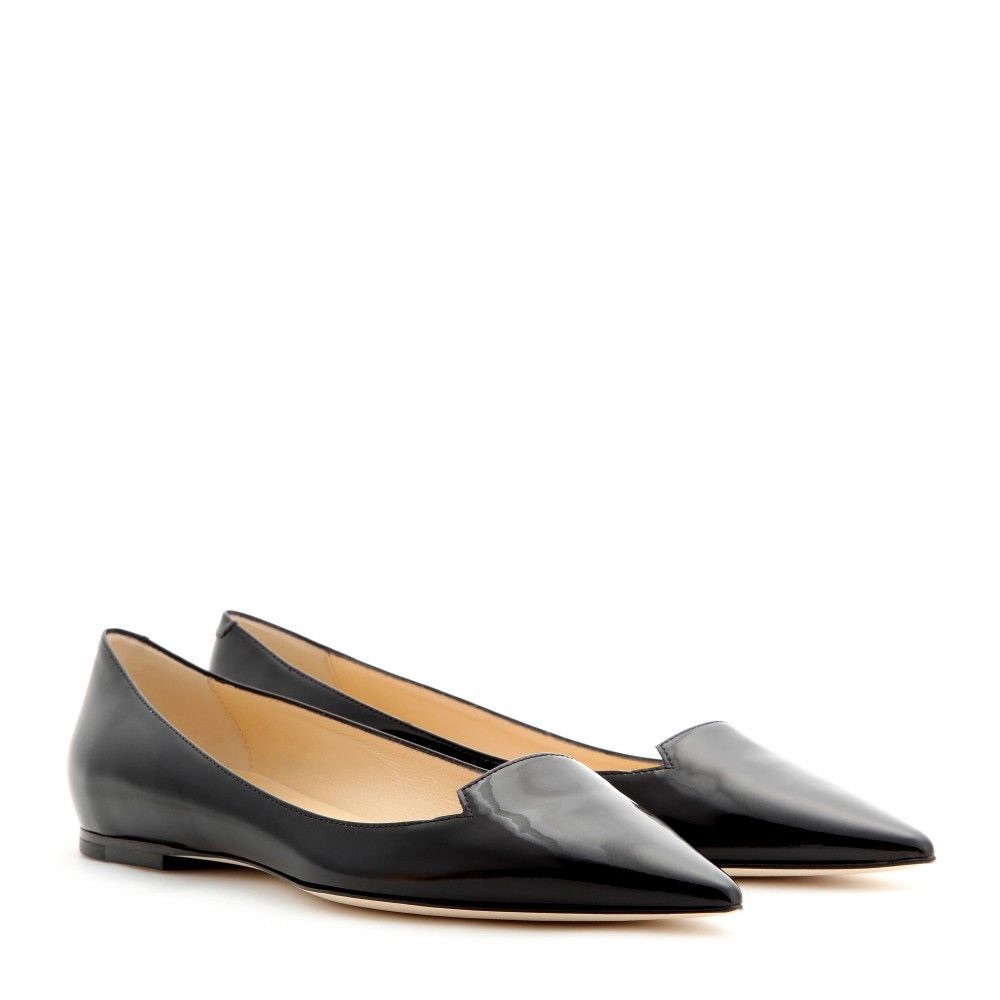 Jimmy Choo Attila Pointed Toe Ballet Flat - Patent Leather, Black sz 38.5 / 8.5